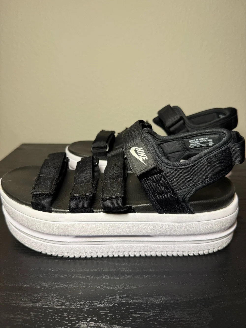 Nike Black & White Platform Strappy Sandals